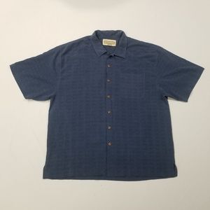 Jamaica Jaxx Hawaiian Silk Button Up Down Dark Navy Blue Shirt XXL 2XL